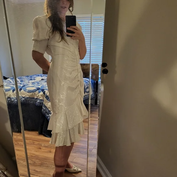 Vintage (80s/90s?) Jonathan Martin White Jacquard Dress - Picture 1 of 5